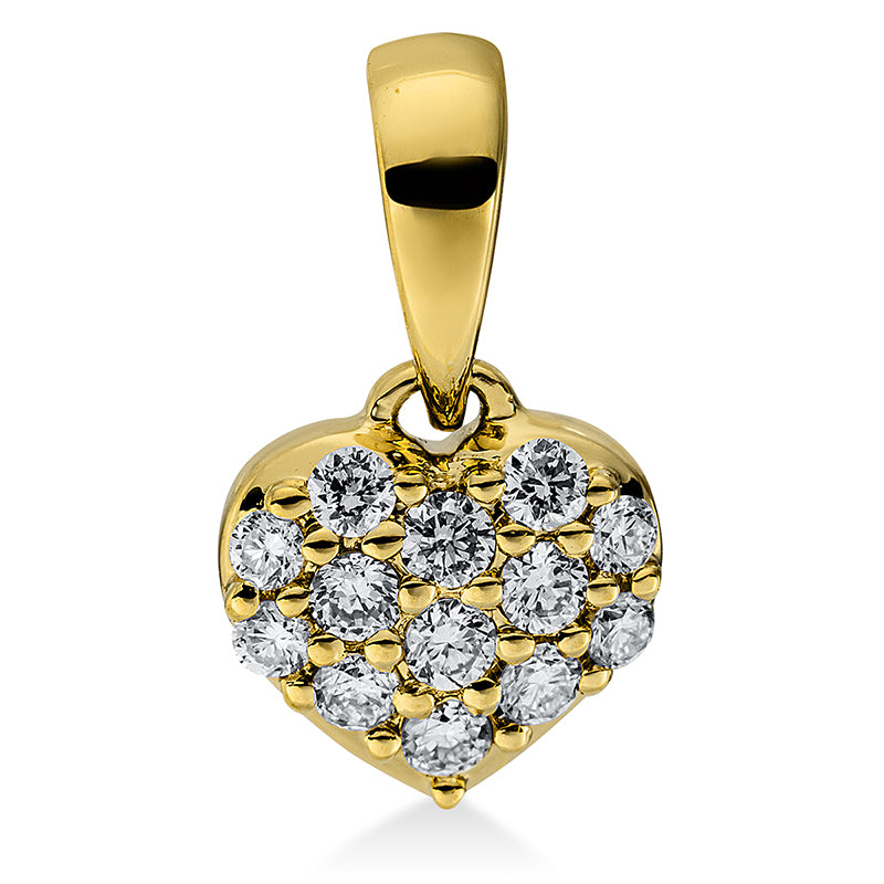 Anhänger 18 kt GG, mit Öse, 2 Brill. 0,02 ct, TW-si, 11 Brill. 0,09 ct, TW-si