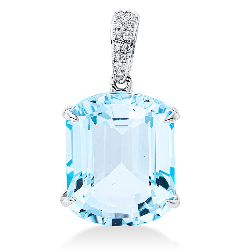 Anhänger 18 kt WG, mit Öse, 13 Brill. 0,06 ct, TW-si, 1 Topas 1,00 ct sky blue