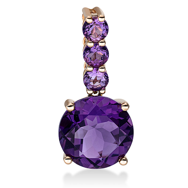 Anhänger 18 kt RG, 1 Amethyst 2,50 ct lila, 3 Amethyste 0,50 ct lila