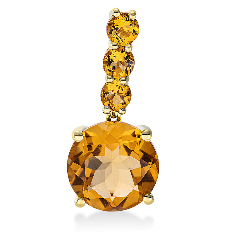 Anhänger 4er-Krappe 18 kt GG. 1 Citrin 2.50 ct gelb. 3 Citrin 0.50 ct gelb. H:20.0 mm. B:9.0 mm
