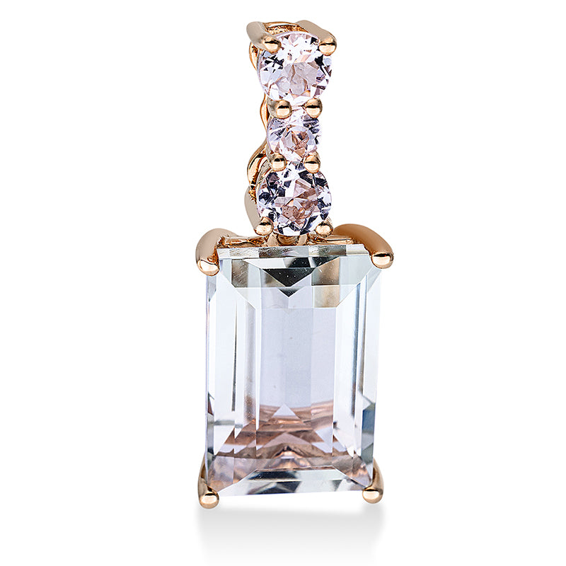 Anhänger 4er-Krappe 18 kt RG. 1 Amethyst 3.10 ct grün. 3 Amethyste 0.30 ct grün. H:19.5 mm. B:6.9 mm. S:6.0 mm
