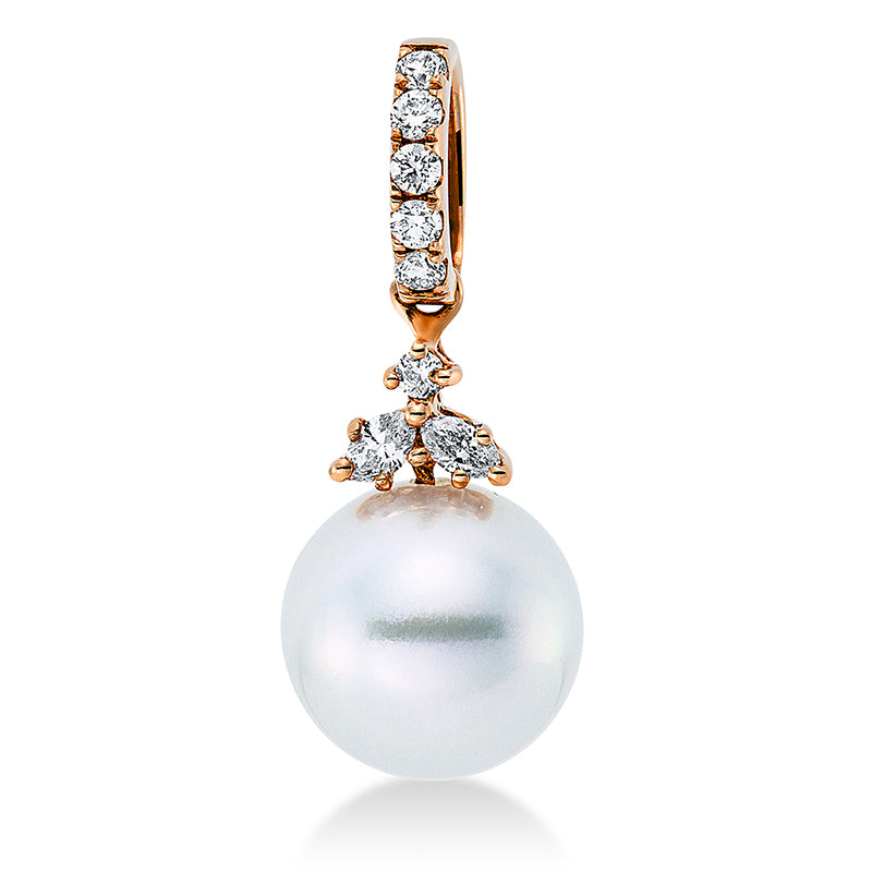 Anhänger 18 kt RG, 2 Nav. 0,09 ct, W-si, 6 Brill. 0,11 ct, W-si, 1 SS silber 10 mm