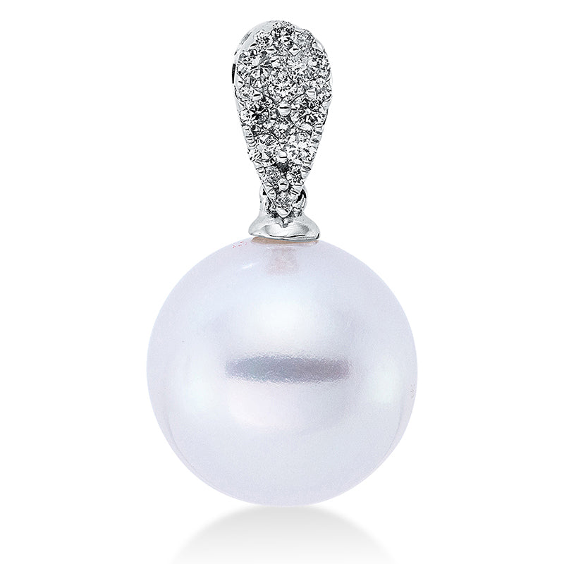 Anhänger 18 kt WG, 17 Brill. 0,15 ct, W-si, 1 SS weiß 11 mm