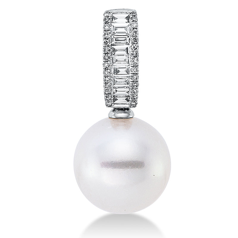 Anhänger 18 kt WG, 10 Trap. 0,17 ct, W-si, 28 Brill. 0,07 ct, W-si, 1 SS weiß 11 mm