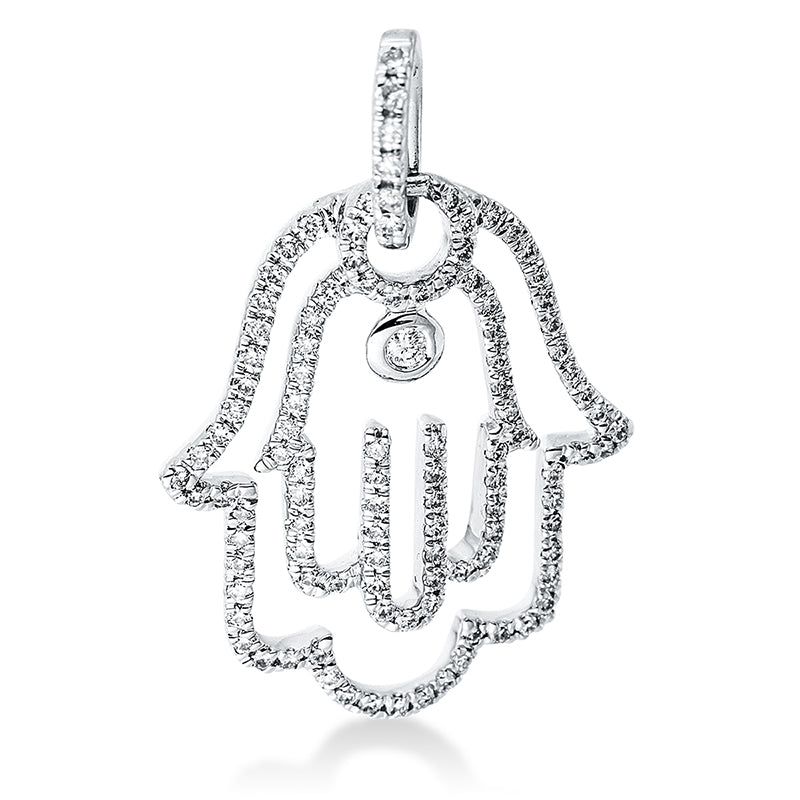 Anhänger 18 kt WG, mit Öse, 110 Brill. 0,15 ct, TW-si