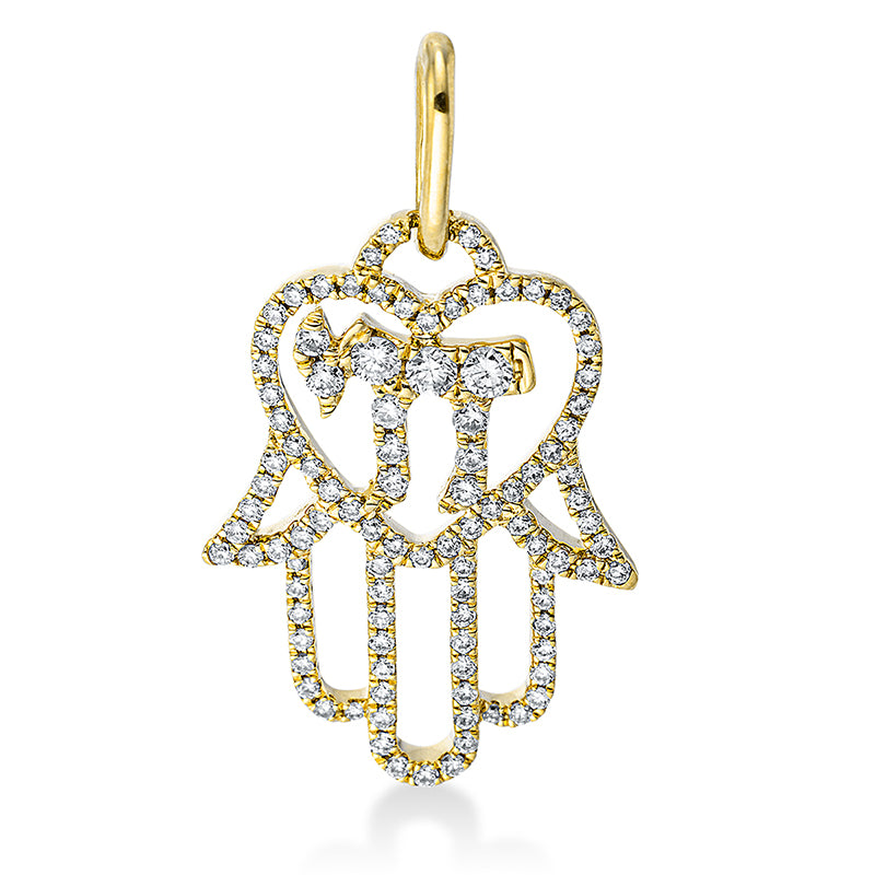 Anhänger 18 kt GG, mit Öse, 102 Brill. 0,17 ct, TW-si
