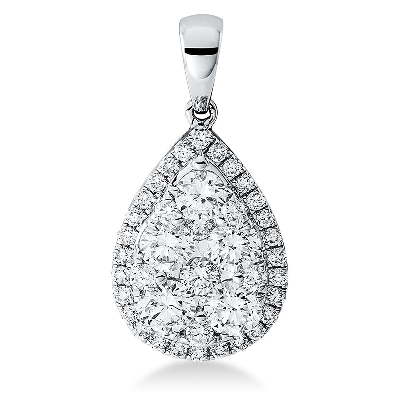 Anhänger 18 kt WG, mit Öse, 5 Brill. 0,62 ct, TW-si, 35 Brill. 0,28 ct, TW-si