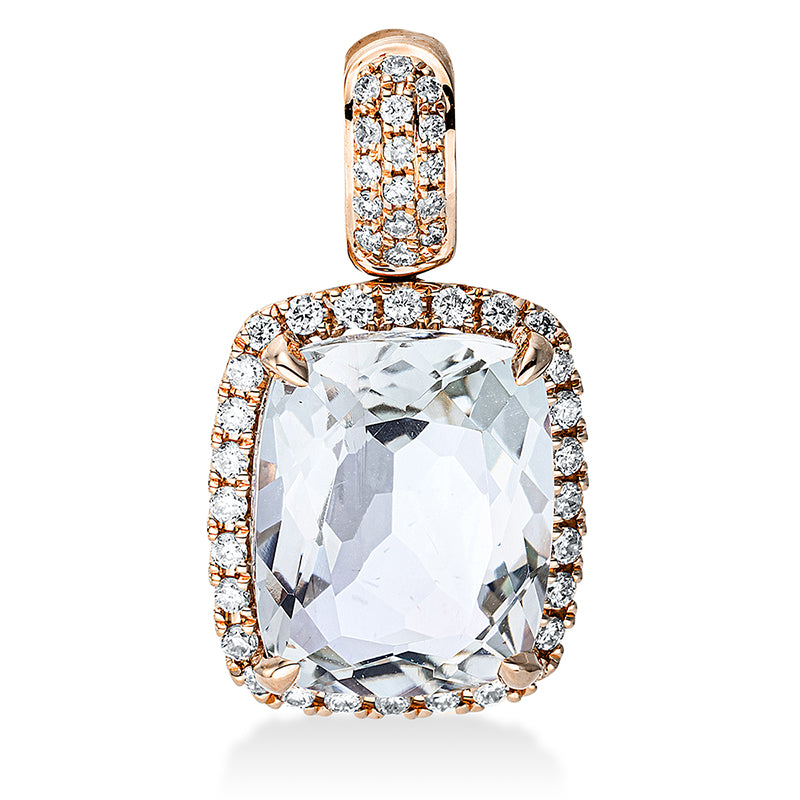 Anhänger 18 kt RG, mit Öse, 44 Brill. 0,20 ct, TW-si, 1 Amethyst 3,30 ct grün