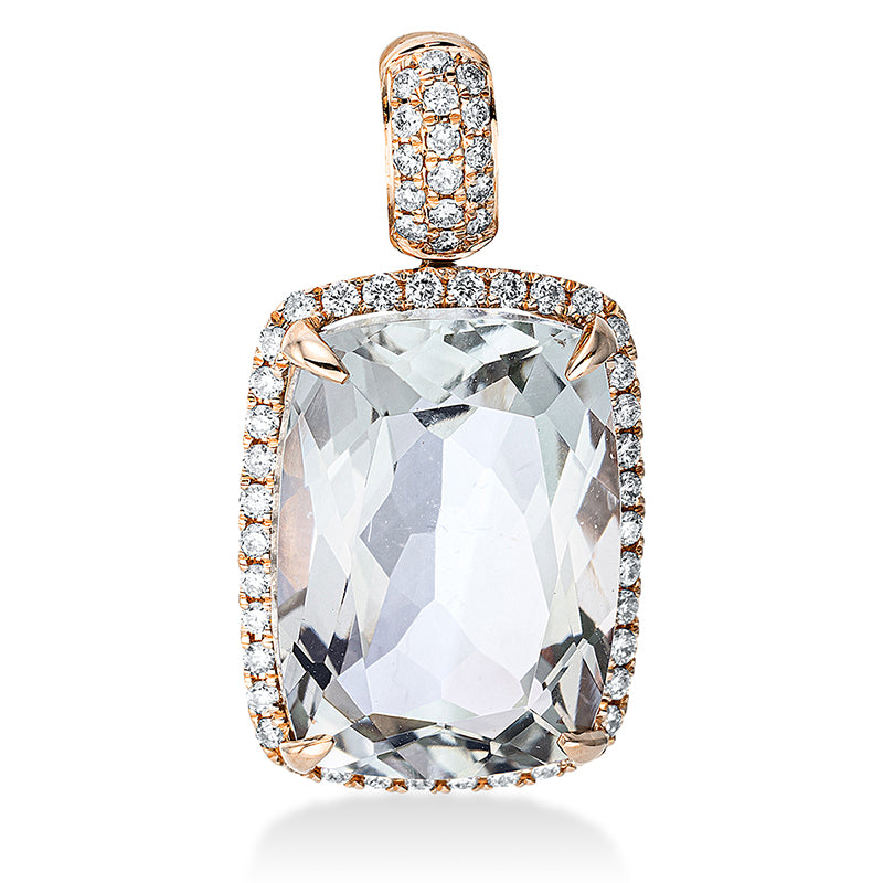 Anhänger 18 kt RG, mit Öse, 54 Brill. 0,28 ct, TW-si, 1 Amethyst 7,10 ct grün