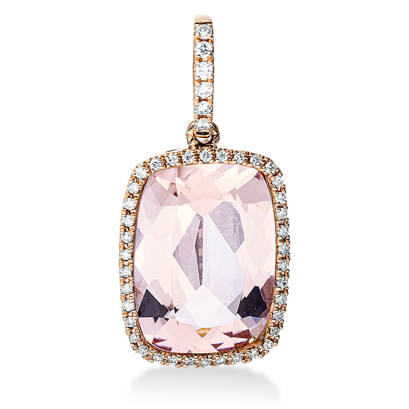 Anhänger 18 kt RG, mit Öse, 44 Brill. 0,16 ct, TW-si, 1 Morganit 5,20 ct