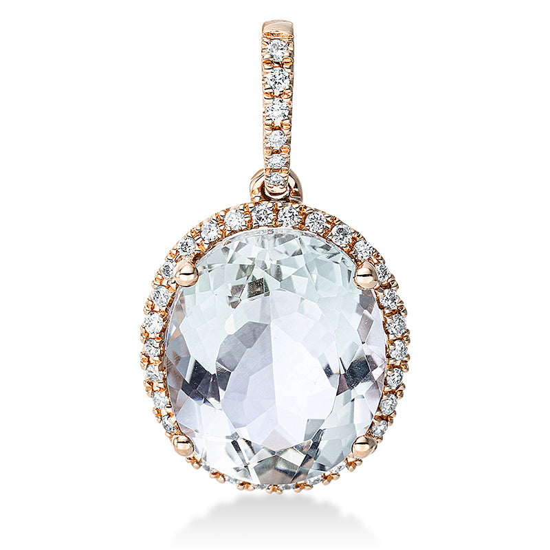 Anhänger 18 kt RG, mit Öse, 36 Brill. 0,16 ct, TW-si, 1 Amethyst 4,80 ct grün