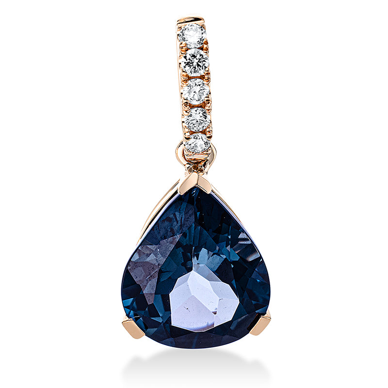 Anhänger 18 kt RG, mit Öse, 5 Brill. 0,11 ct, TW-si, 1 Topas 4,60 ct Lond. blue