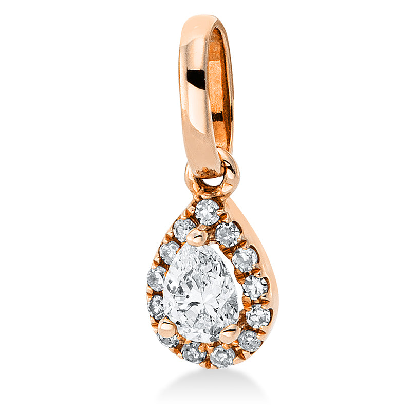 Anhänger 18 kt RG. mit Öse. 13 Diamanten 0.03 ct. W-si. 1 Tropfen 0.09 ct. TW-vsi/si