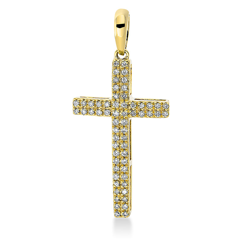 Anhänger 18 kt GG Kreuz. 60 Brillanten 0.14 ct. TW-pi. H:27.6 mm. B:12.5 mm. S:2.8 mm