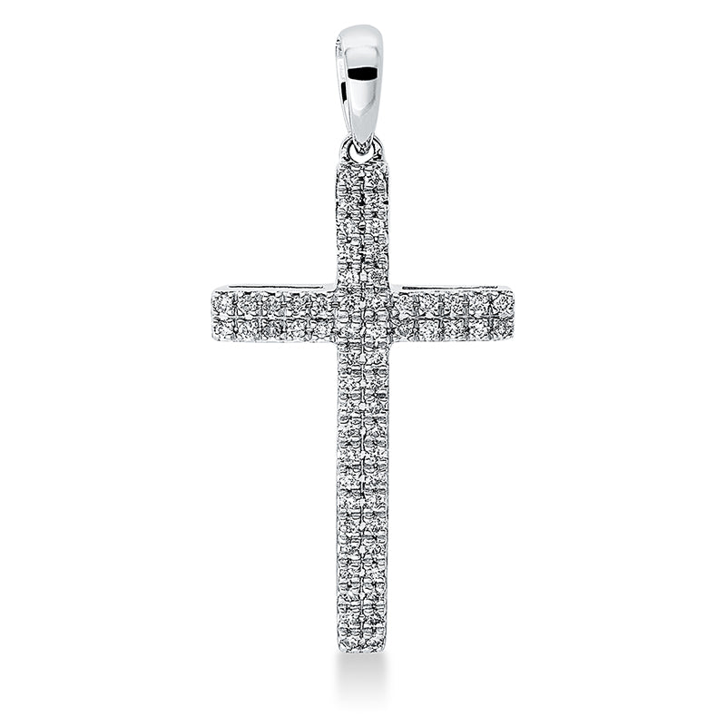 Anhänger 18 kt WG Kreuz. 60 Brillanten 0.14 ct. TW-pi
