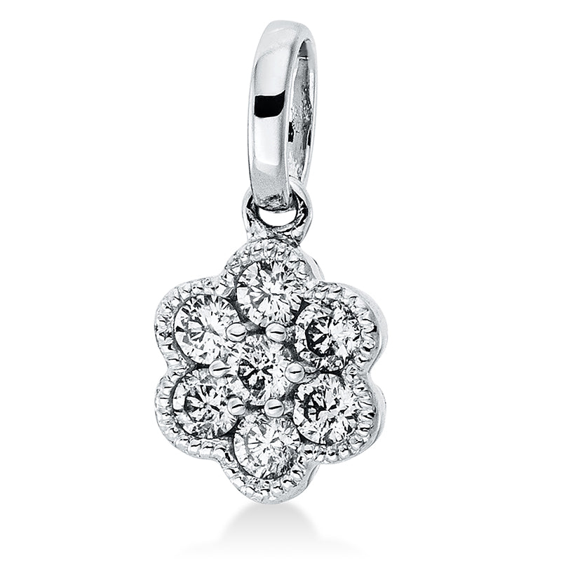 Anhänger 18 kt WG. mit Öse. 7 Brillanten 0.16 ct. TW-pi. H:11.3 mm. B:6.0 mm. S:3.7 mm