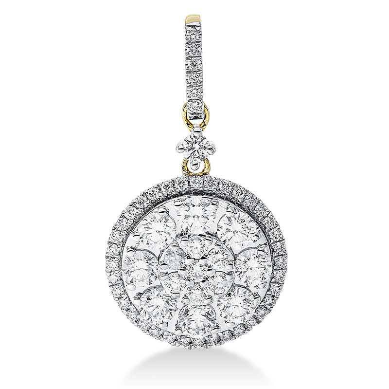 Anhänger 18 kt GG+WG. mit Öse. 56 Brillanten 1.06 ct. TW-vsi/si