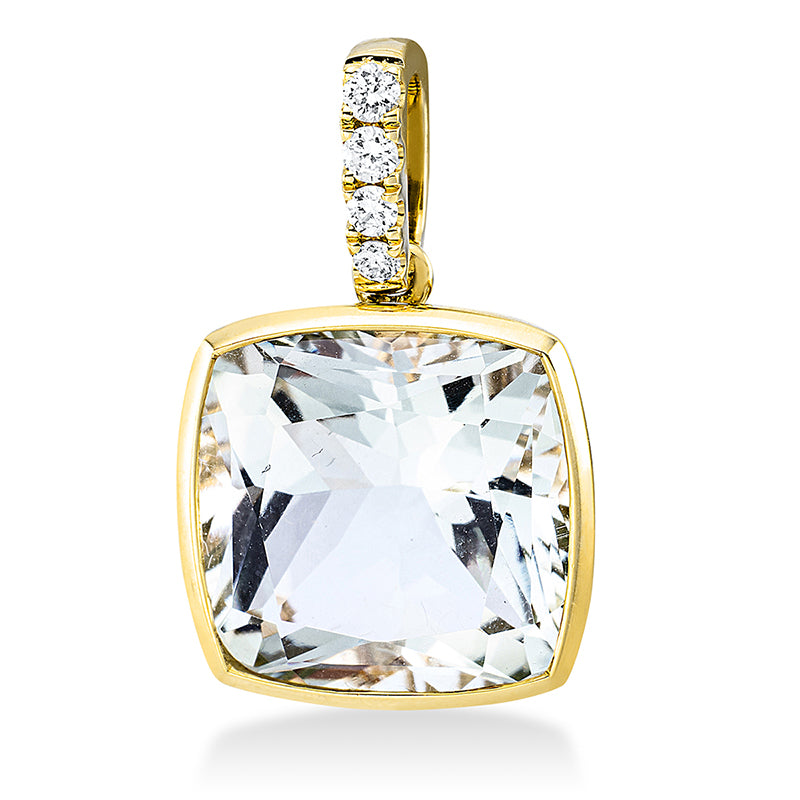 Anhänger 18 kt GG. mit Öse. 4 Brillanten 0.09 ct. TW-si. 1 Amethyst 7.40 ct grün