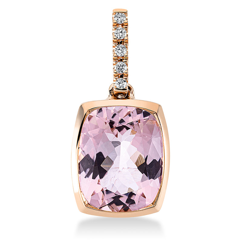 Anhänger 18 kt RG, mit Öse, 5 Brill. 0,04 ct, TW-si, 1 Morganit 3,00 ct pink