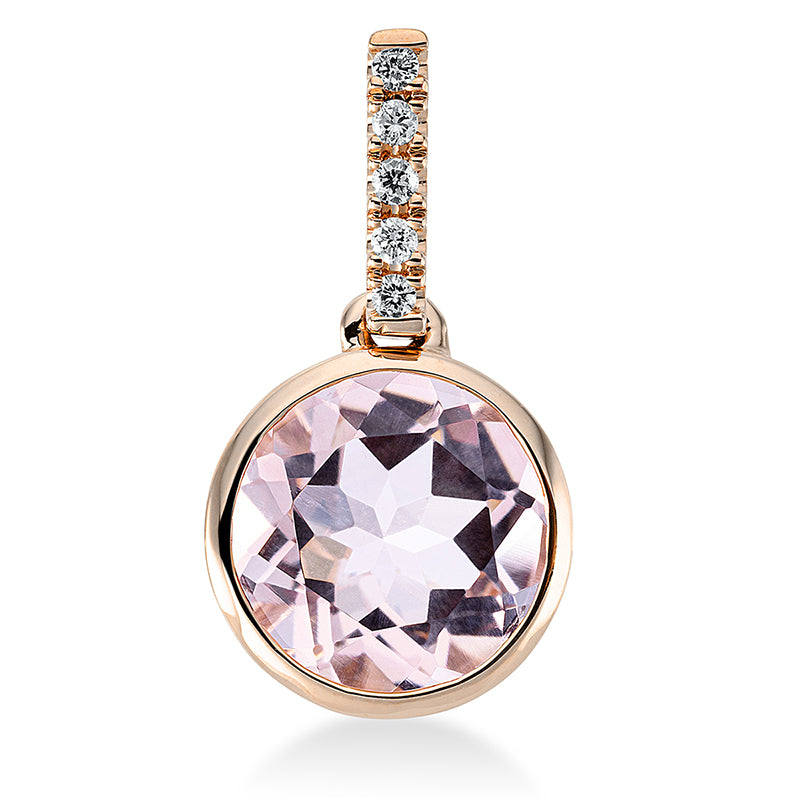 Anhänger 18 kt RG, mit Öse, 5 Brill. 0,04 ct, TW-si, 1 Morganit 1,70 ct pink