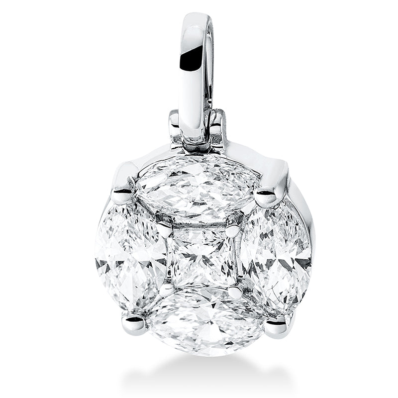 Anhänger 18 kt WG, mit Öse, 1 Princ. 0,17 ct, TW-vsi/si, 4 Nav. 0,98 ct, TW-vsi/si