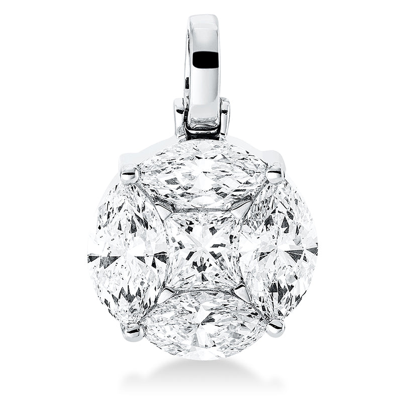 Anhänger 18 kt WG, mit Öse, 1 Princ. 0,58 ct, TW-vsi/si, 4 Nav. 2,53 ct, TW-vsi/si