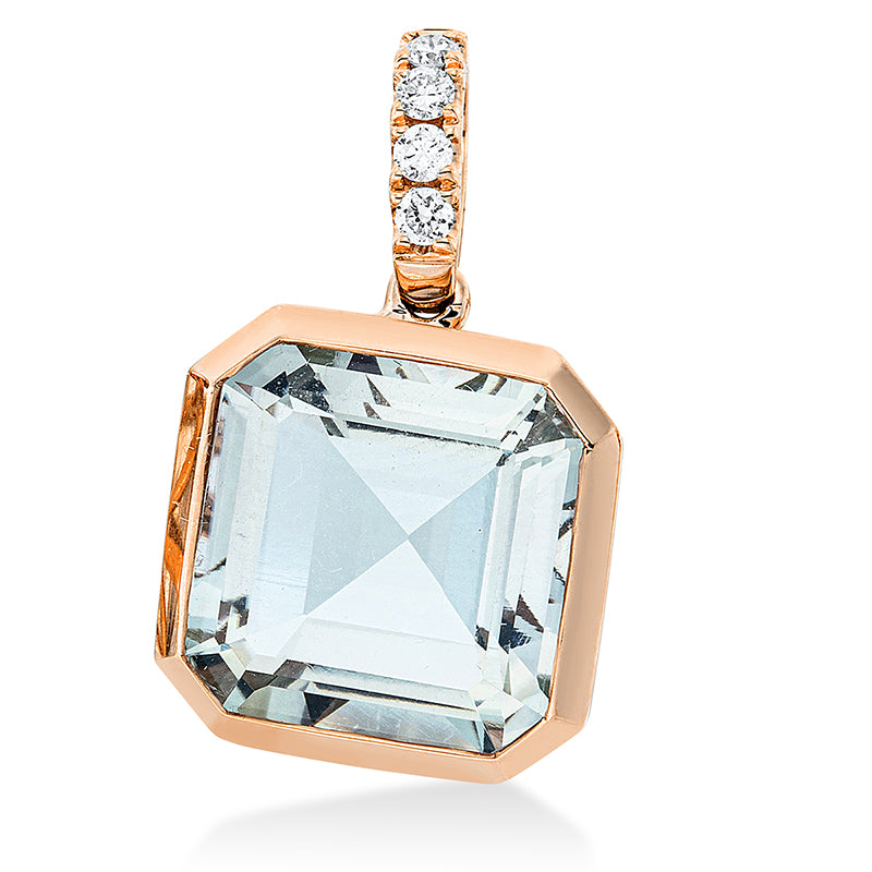 Anhänger 18 kt RG, mit Öse, 4 Brill. 0,10 ct, TW-si, 1 Amethyst 6,00 ct grün