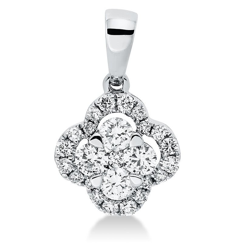 Anhänger 18 kt WG, mit Öse, 9 Brill. 0,08 ct, TW-si, 4 Brill. 0,24 ct, TW-si, 12 Brill. 0,06 ct, TW-si