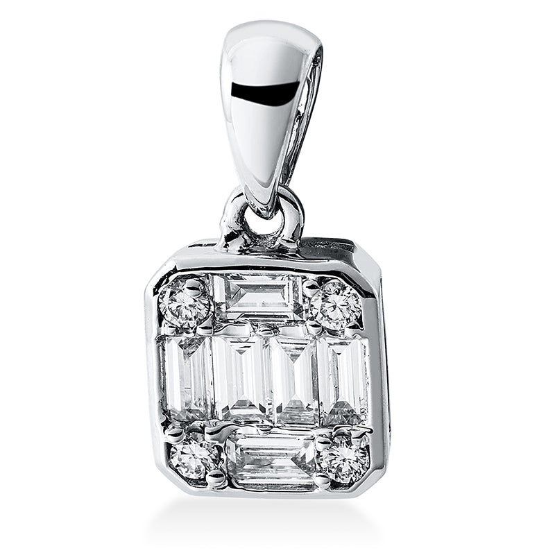 Anhänger 18 kt WG. mit Öse. 6 Baguette 0.35 ct. TW-vsi. 4 Brillanten 0.07 ct. TW-vsi/si