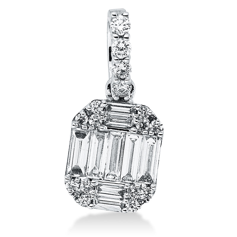 Anhänger 18 kt WG. 20 Brillanten 0.10 ct. TW-si. 9 Baguette 0.21 ct. TW-si