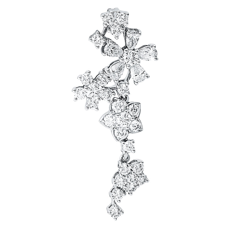 Anhänger 18 kt WG, 3 Brill. 0,27 ct, TW-si, 5 Tropfen 0,47 ct, TW-vsi, 24 Brill. 0,95 ct, TW-si
