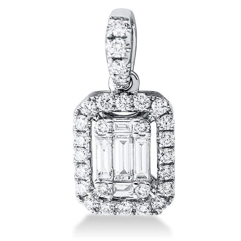 Anhänger 18 kt WG, mit Öse, 5 Bag. 0,18 ct, TW-vsi, 28 Brill. 0,21 ct, TW-si