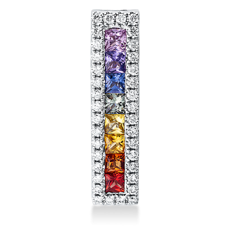 Anhänger 18 kt WG, 36 Brill. 0,17 ct, TW-si, 8 Saphire 0,54 ct multicolor