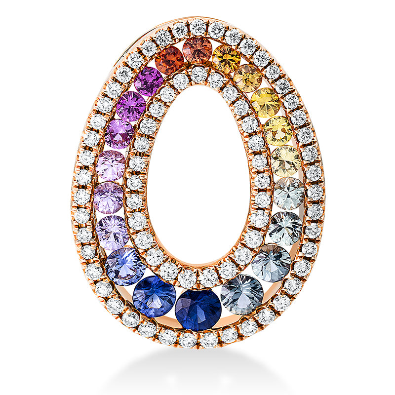 Anhänger 18 kt RG, 72 Brill. 0,43 ct, TW-si, 20 Saphire 1,35 ct multicolor