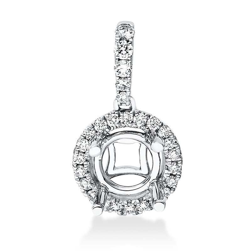 Anhänger 18 kt WG, mit Öse, 27 Brill. 0,17 ct, TW-si, Leerfassung für 1x Brill. 1,00 ct