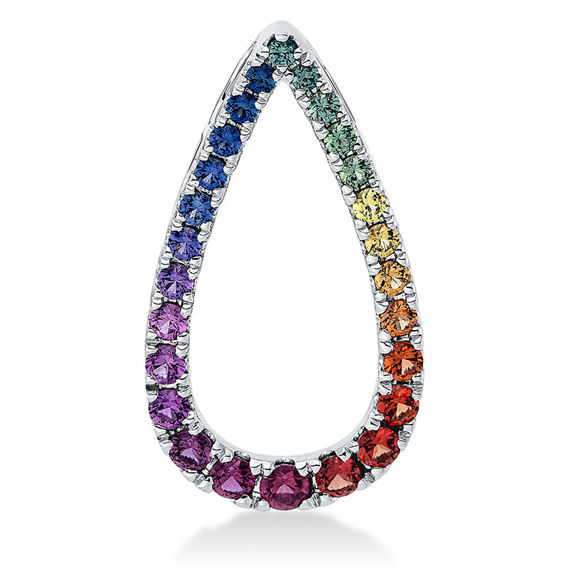 Anhänger 18 kt WG, 26 Saphire 0,85 ct multicolor