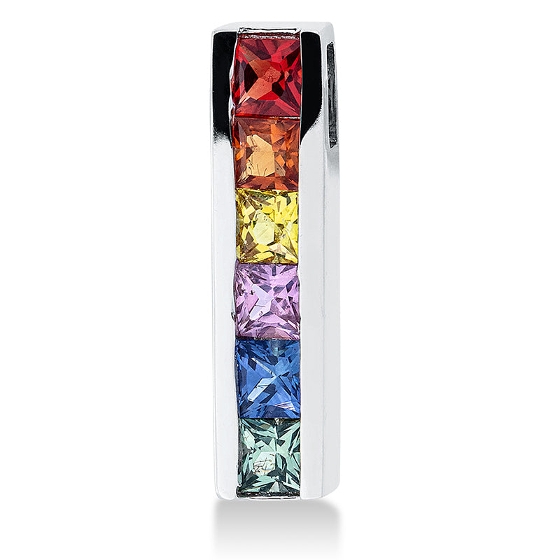 Anhänger 18 kt WG, 6 Saphire 1,23 ct multicolor