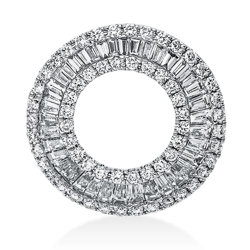 Anhänger 18 kt WG. 38 Trapeze 0.56 ct. TW-si. 60 Brillanten 0.36 ct. TW-si. S:3.5 mm. Ø:16.6 mm