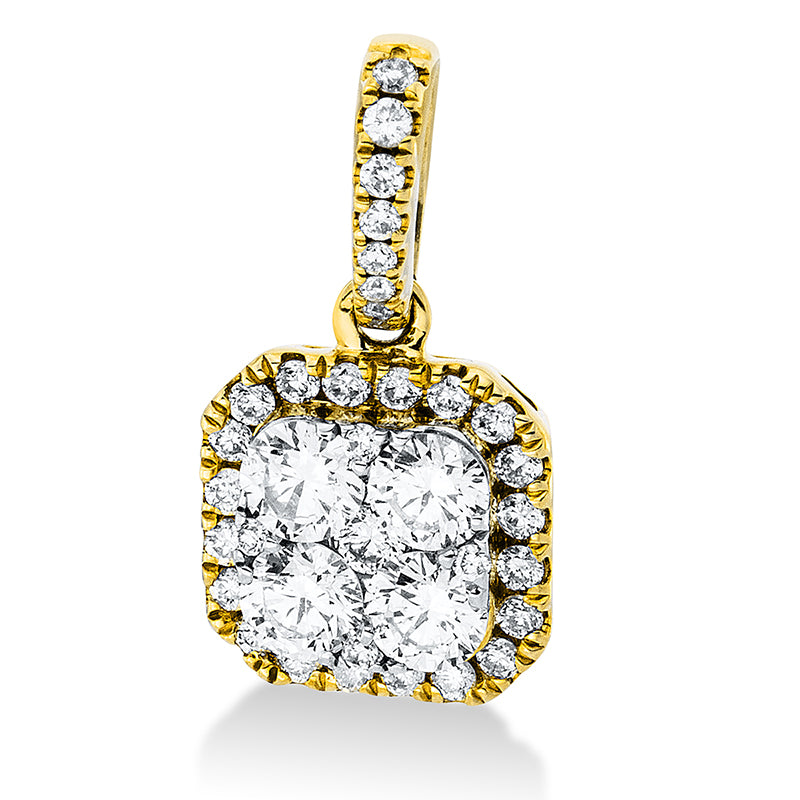 Anhänger 18 kt GG+WG. mit Öse. 1 Brill. 0.02 ct. TW-si. 4 Brillanten 0.33 ct. TW-si. 32 Brillanten 0.13 ct. TW-si
