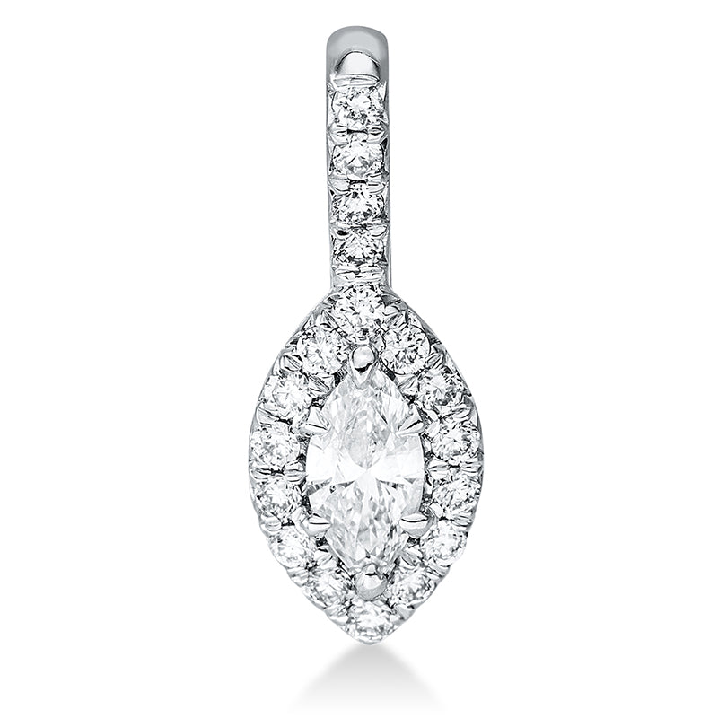 Anhänger 18 kt WG, mit Öse, 1 Nav. 0,15 ct, W-pi, 18 Brill. 0,12 ct, W-pi