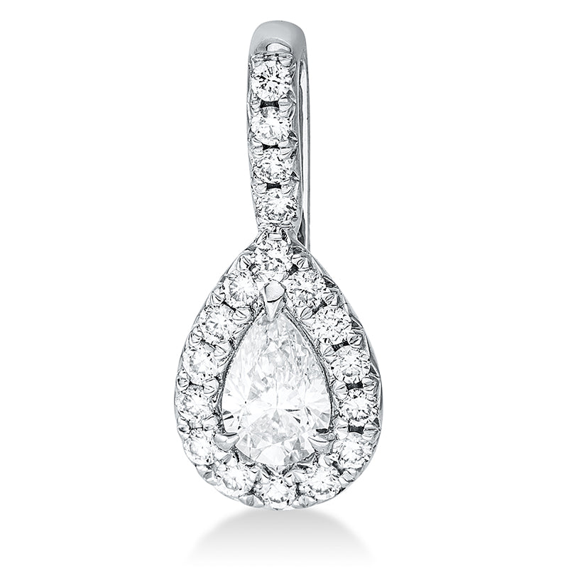 Anhänger 18 kt WG, mit Öse, 1 Tropfen 0,24 ct, W-pi, 18 Brill. 0,15 ct, W-pi