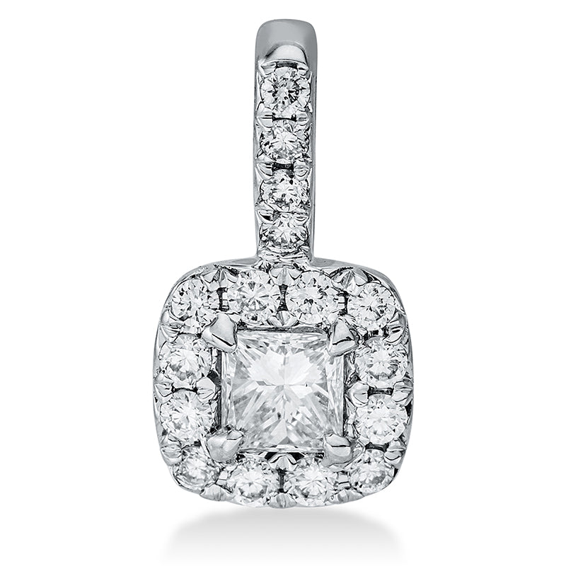 Anhänger 18 kt WG, mit Öse, 1 Princ. 0,15 ct, W-pi, 16 Brill. 0,13 ct, W-pi