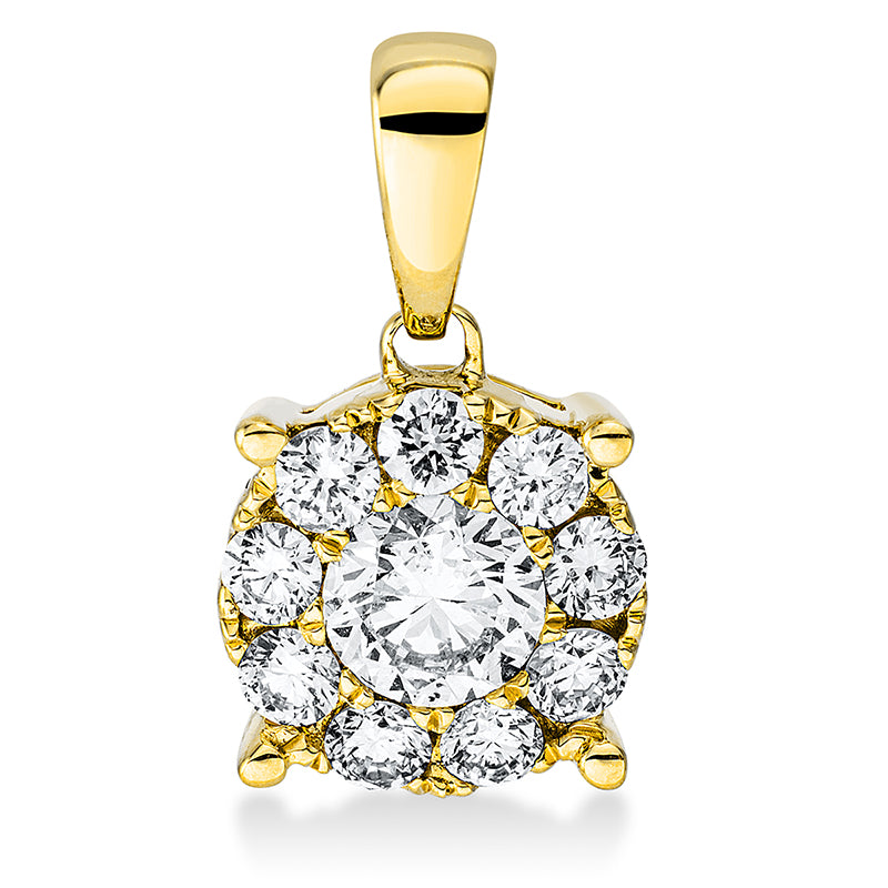 Anhänger 18 kt GG, mit Öse, 1 Brill. 0,26 ct, W-pi, 9 Brill. 0,24 ct, W-pi