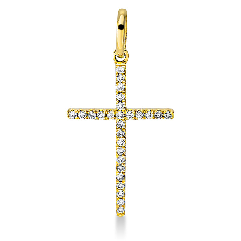Anhänger 18 kt GG, mit Öse, 27 Brill. 0,06 ct, W-pi