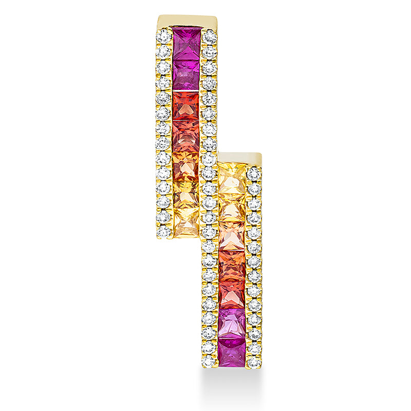 Anhänger 18 kt GG. 51 Brillanten 0.15 ct. W-pi. 14 Saphire 0.74 ct fancy