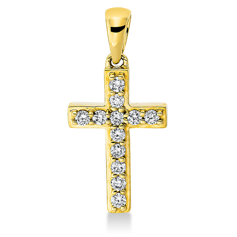 Anhänger 18 kt GG, mit Öse, 12 Brill. 0,13 ct, TW-pi