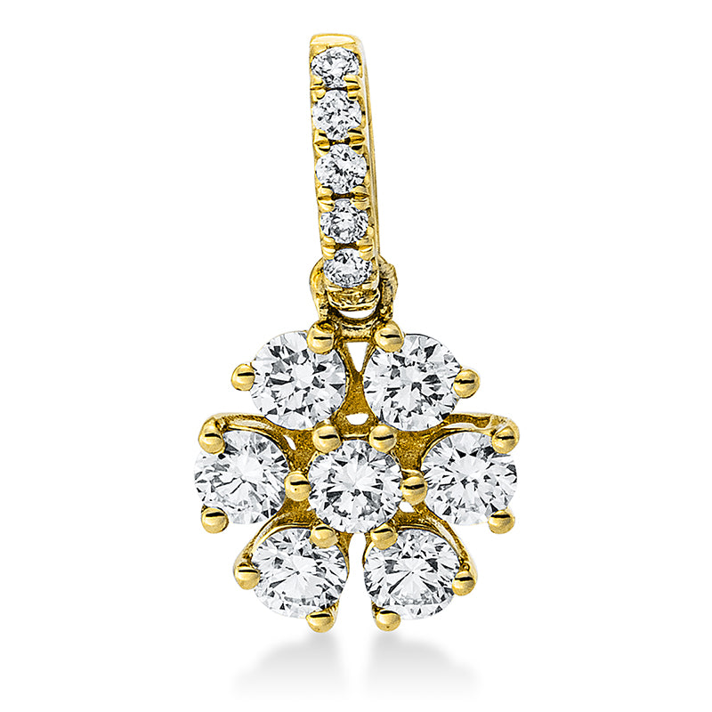 Anhänger 18 kt GG, mit Öse, 7 Brill. 0,28 ct, TW-si, 5 Brill. 0,03 ct, TW-si