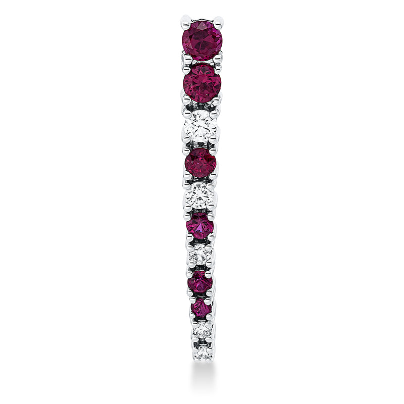Anhänger 18 kt WG, 1 Brill. 0,08 ct, TW-vsi, 4 Brill. 0,11 ct, TW-vsi, 6 Rubine 0,67 ct rot