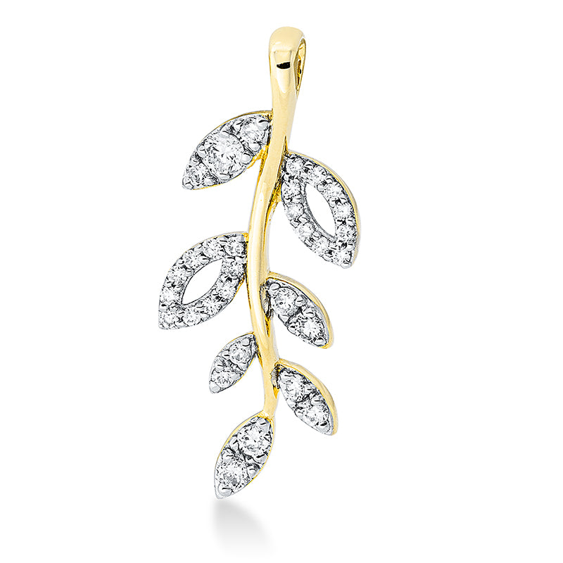 Anhänger 18 kt GG, Fassung rhodiniert, 31 Brill. 0,23 ct, TW-si2