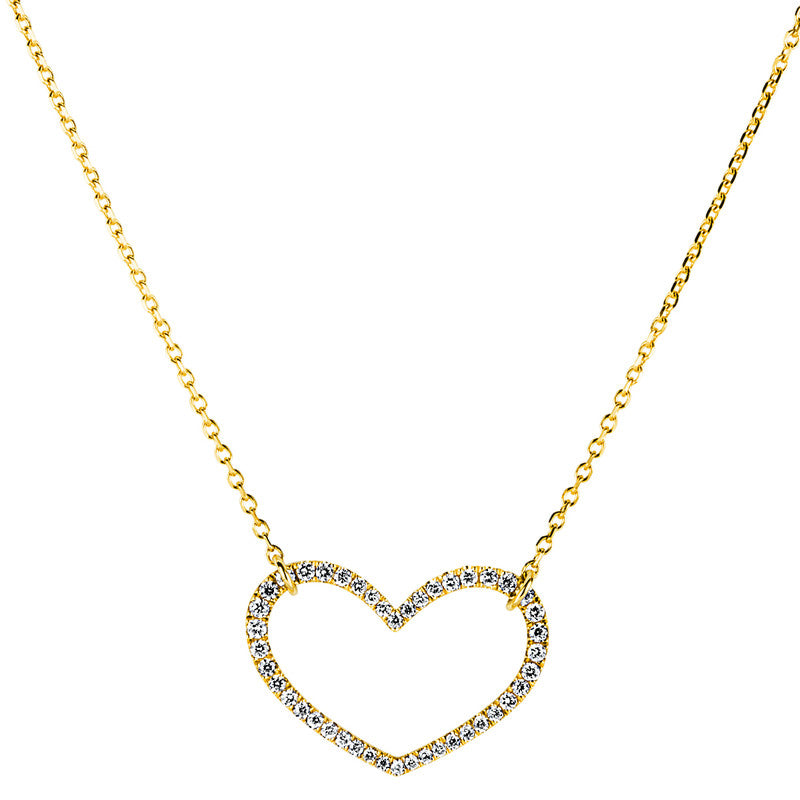 Collier 14 kt GG Herz. 44 Brillanten 0.30 ct. TW-si. H:8.2 mm. B:20.0 mm. L:44.0 cm